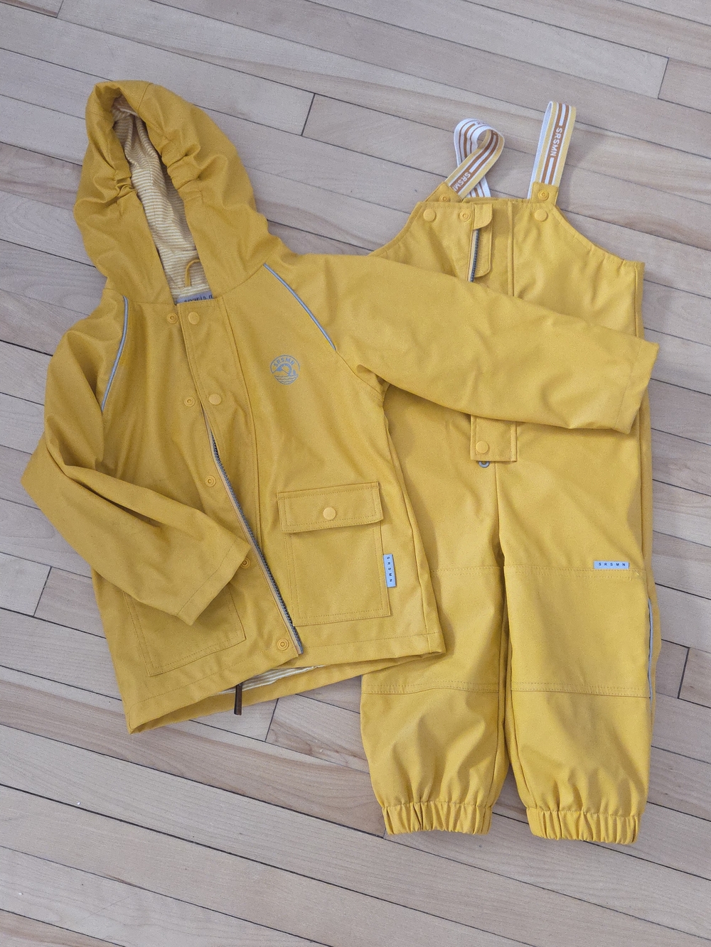 Kids Waterproof Yellow Rain Jacket & Bib Overalls Set